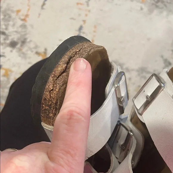 Birkenstock White Double-Buckle Arizona Sandals - Picture 6 of 7